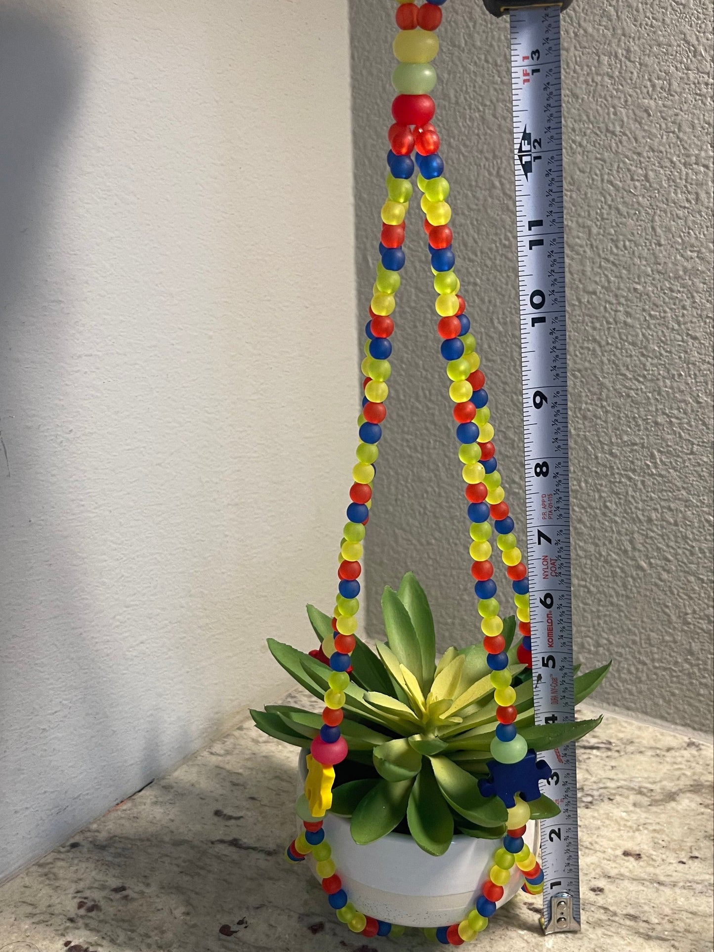 Autism Awareness Beaded Plant Hanger