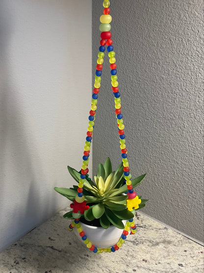 Autism Awareness Beaded Plant Hanger
