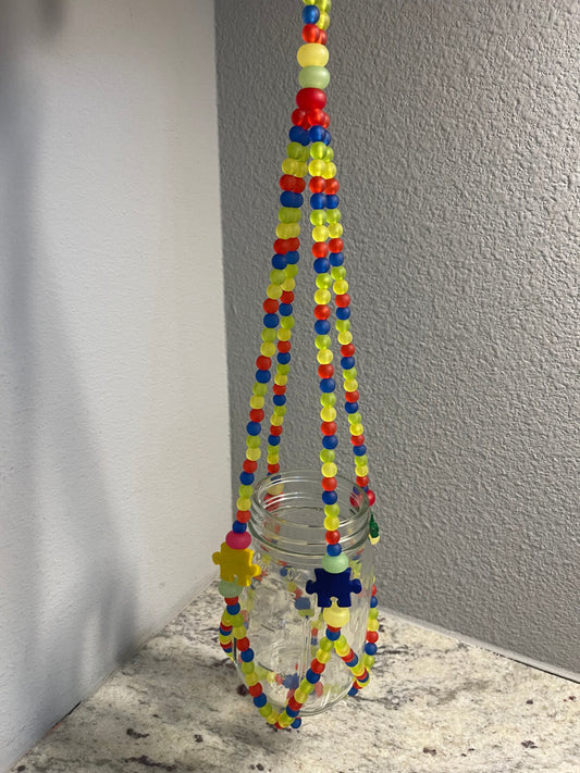 Autism Awareness Beaded Plant Hanger