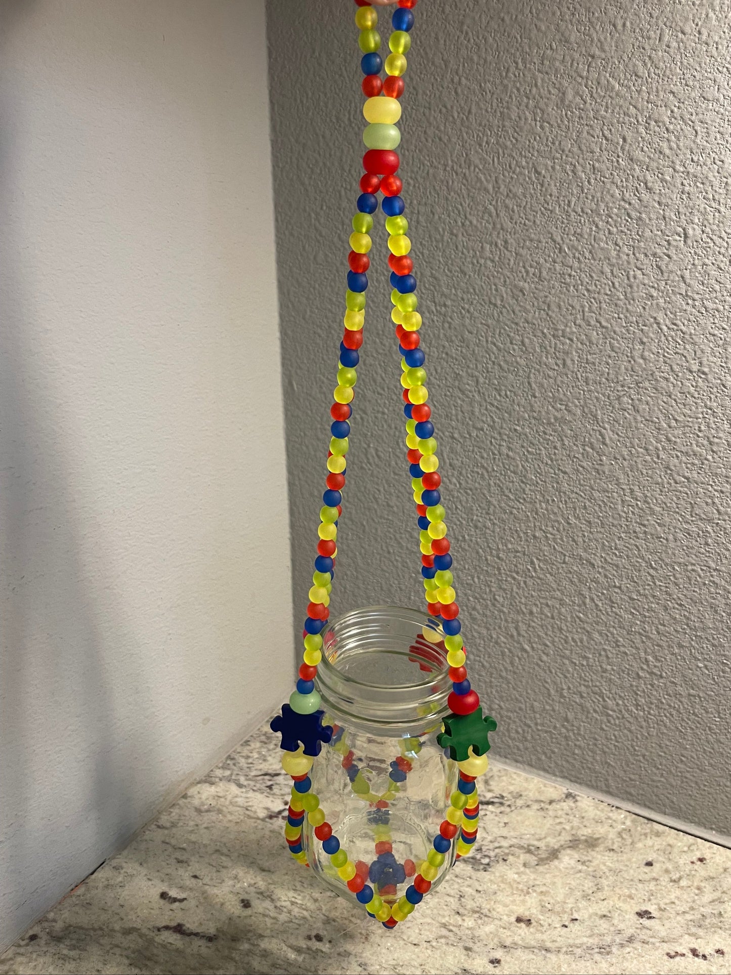 Autism Awareness Beaded Plant Hanger