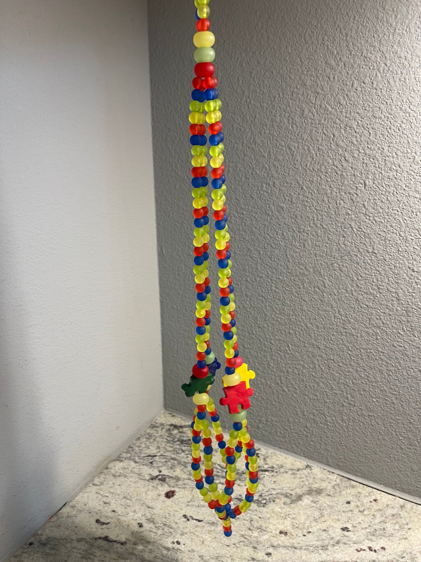 Autism Awareness Beaded Plant Hanger