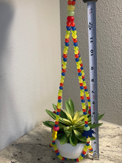Autism Awareness Beaded Plant Hanger